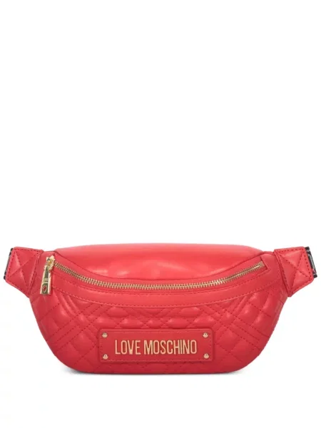 Curea Love Moschino matlasată cu autograf roșu
