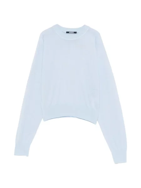 Pulover Jacquemus cu broderie cu decolteu rotund albastru