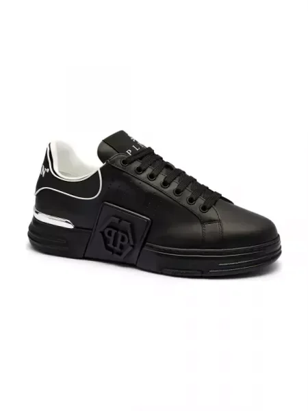 Philipp Plein De piele sneakers Hexagon AABS negru