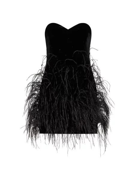 Rochie mini Amen cu pene negru