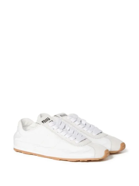 Sneakerși Miu Miu cu șireturi din dantelă alb