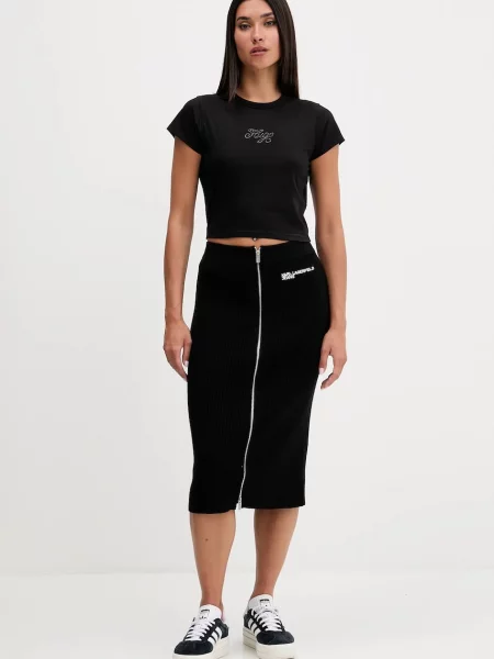 Миди ножны джинсовая юбка Karl Lagerfeld Jeans черная