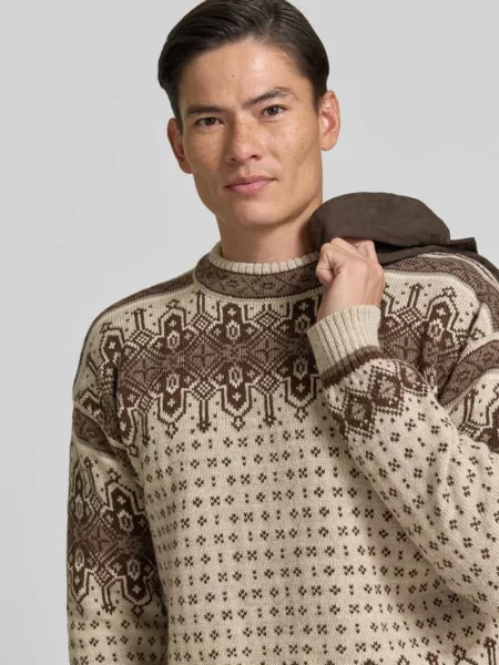 Sweter o kroju regular fit z czystej wełny model Albertville' Dale Of Norway beżowy