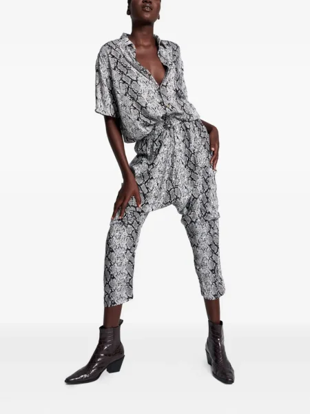 Cropp pantaloni One Teaspoon cu imagine cu model piele de șarpe gri
