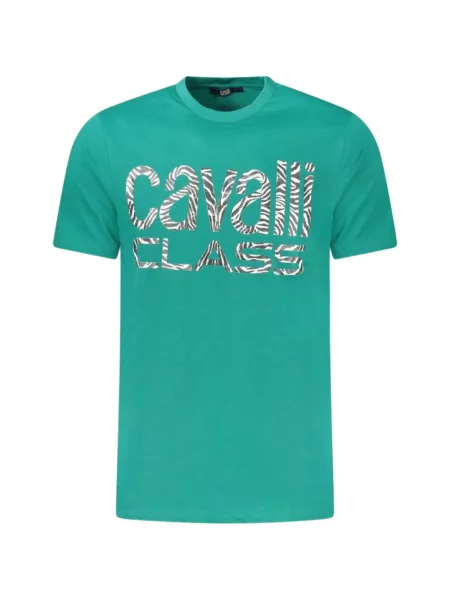 Tricou Cavalli Class cu dungi cu autograf verde