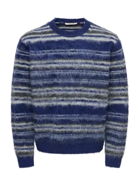 Only & Sons Pulover ONSAIDEN albastru / gri grafit alb