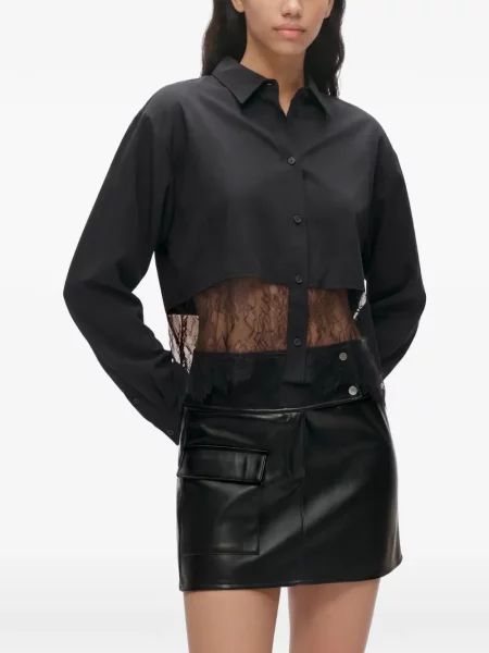 Lung cămașă de blugi Karl Lagerfeld Jeans din dantelă negru