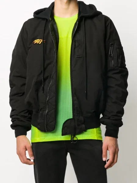 Geacă bomber Off-white cu glugă alb
