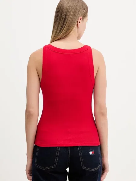 Top Tommy Jeans o skróconej długości czerwony