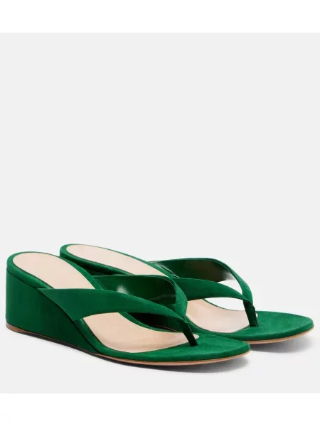 Chiloți tanga Gianvito Rossi din piele de căprioară cu platformă verde