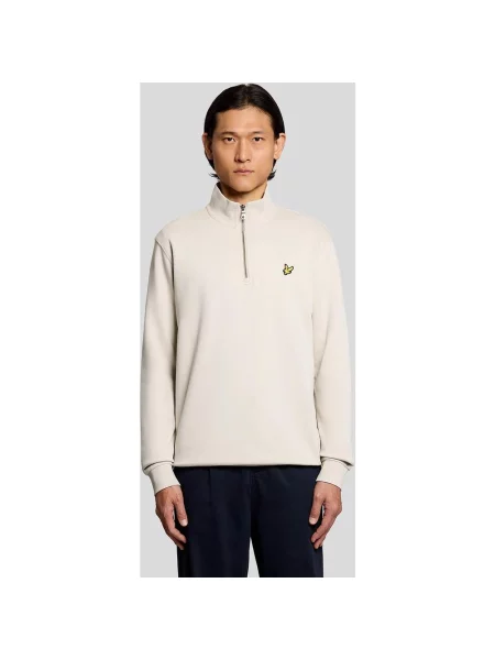 Bluza Lyle & Scott Loopback Half Zip beżowy kremowy XS biała