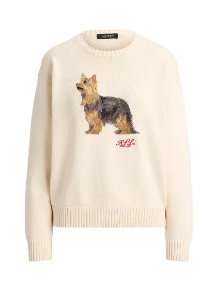Lauren Ralph Lauren Pulover crem / maro / sângeriu negru