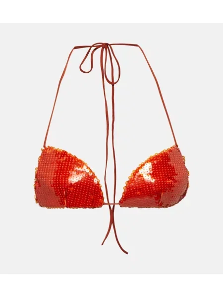 Biustonosz Laquan Smith z dekoltem halter pomarańczowy