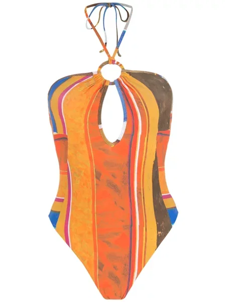 Costum de baie Amir Slama cu dungi cu imagine portocaliu