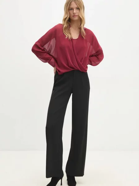 Блуза Answear Lab с изчистен дизайн червено