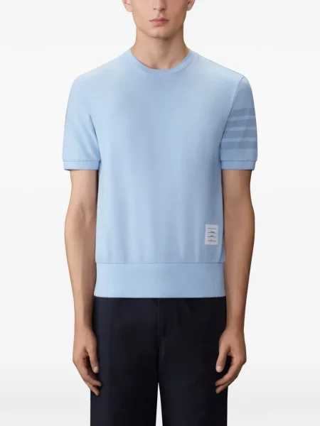 Tricou Thom Browne cu decolteu rotund albastru