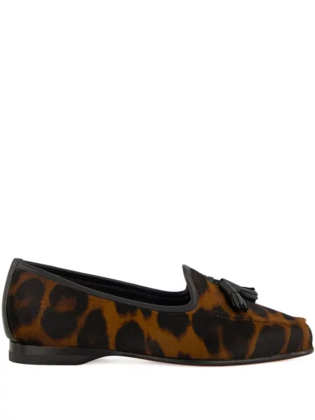 Leopardí loafers Santoni s potiskem hnědé