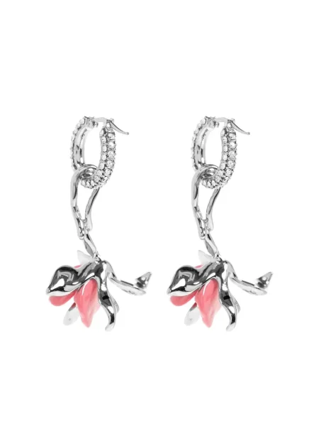 Cercei Marni cu model floral de cristal argintiu