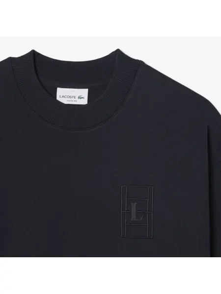 Lacoste Haftowana Bluza Polarowa czarny