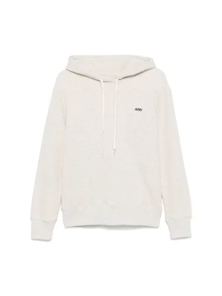 Haftowana bluza z kapturem Autry z kapturem z okrągłym dekoltem szara