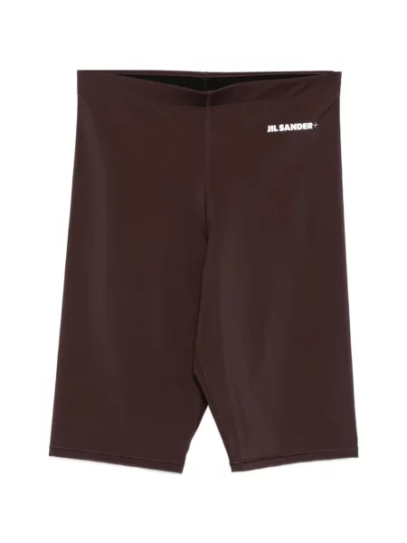 Pantaloni scurți Jil Sander biker cu autograf maro