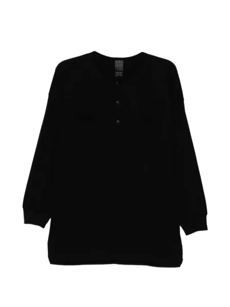 Tricou The Viridi-anne cu guler henley negru