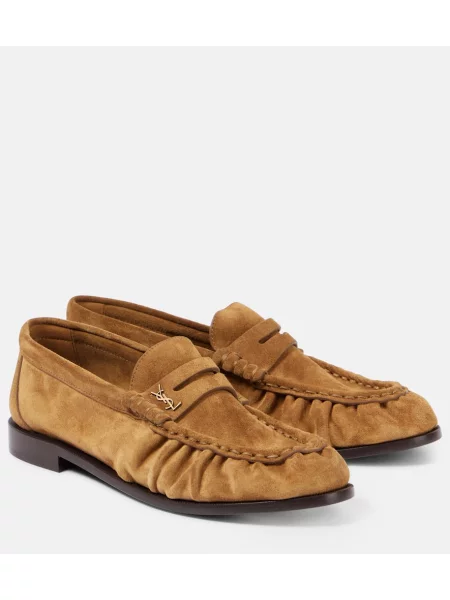 Mocasini Saint Laurent din piele de căprioară maro