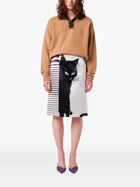 Fustă midi Msgm cu imagine alb