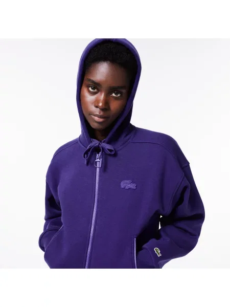 Lacoste Bluza Dresowa Z Zamkiem Błyskawicznym Z Bawełny fioletowa