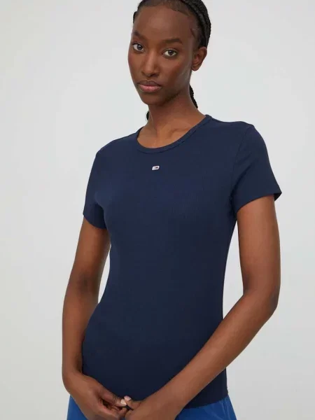 Tommy Jeans Basic T-shirt γυναικείο με ελαστάν μπλε