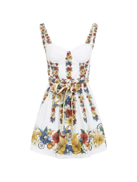 Rochie mini Farm Rio cu model floral cu imagine de costum alb