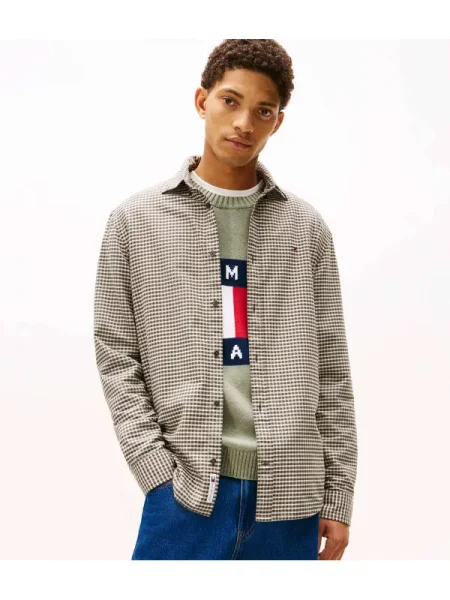 Tommy Jeans Cămașă OXFORD verde