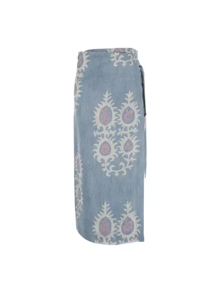 Lniana spódnica maxi Bazar Deluxe niebieska