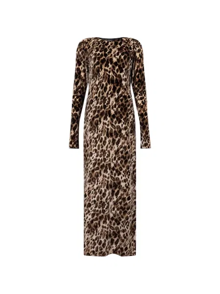 Lung rochie maxi Marina Rinaldi cu imagine cu model leopard maro