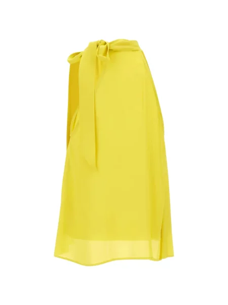 Bluzka z wiązanym dekoltem Kaos z kokardką z dekoltem halter żółta