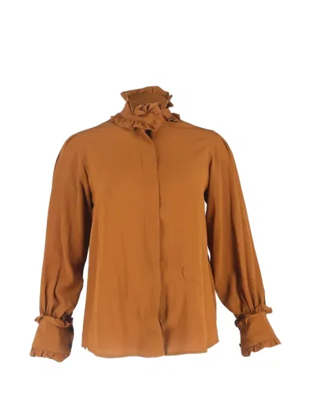 Bluză Victoria Beckham cu volane maro