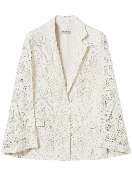Sacou Twinset din dantelă alb