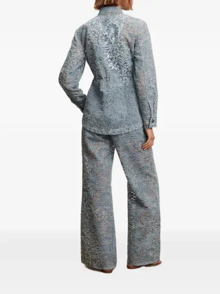 Geacă Veronica Beard cu model floral din dantelă albastru