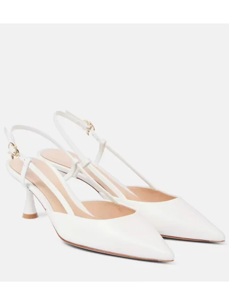 Pantofi cu toc Gianvito Rossi din piele slingback alb
