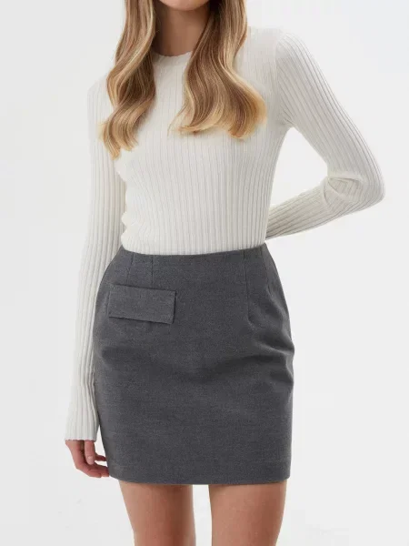 Спідниця міні Estro шерсть/кашемір сірий