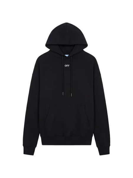 Hanorac cu glugă Off-white cu imagine cu cordon alb