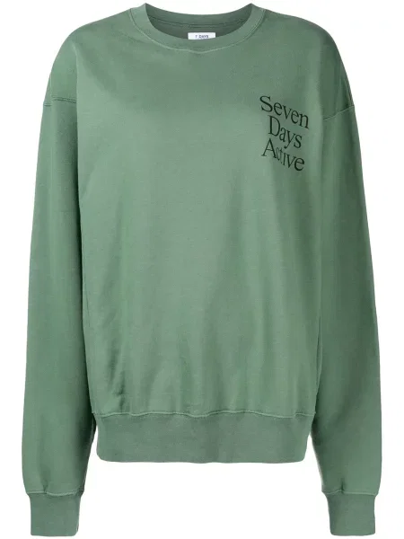 Hanorac crewneck 7 Days Active cu imagine verde