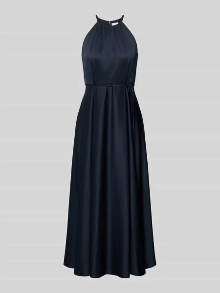 Sukienka koktajlowa z satyny z wiązanym Jake*s Cocktail granatowa