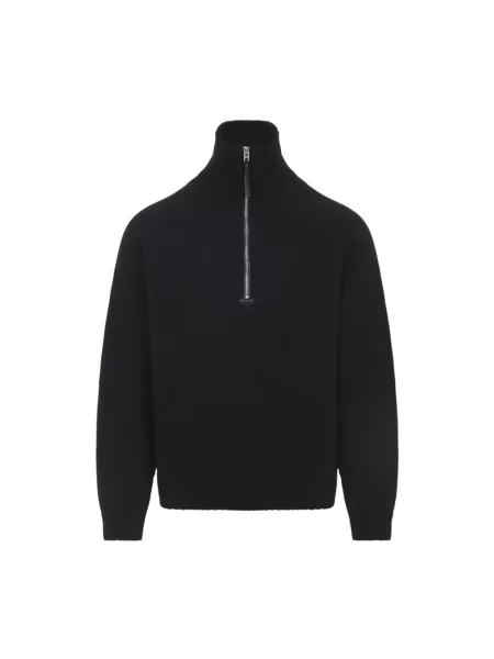 Lniany sweter z golfem Tom Ford czarny