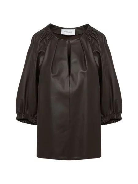 Top Yves Salomon din piele maro