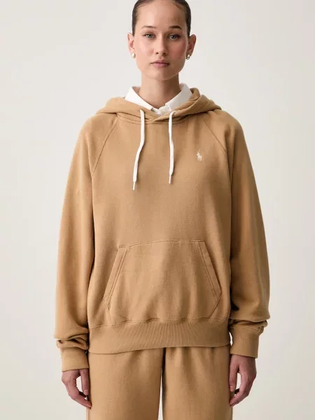 Polo Ralph Lauren hanorac cu glugă pentru femei cu maro