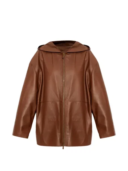 Geanta de piele Max Mara cu glugă maro