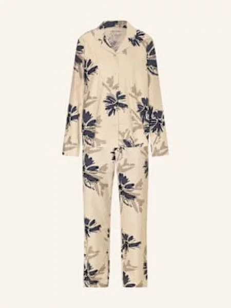 Schiesser Piżama Comfort Interlock Z Flaneli beige czarna