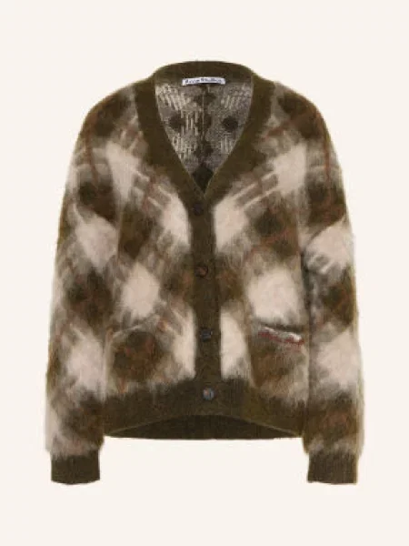 Acne Studios Pletený Svetr Z Mohéru khaki / světle / tmavě červená šedá