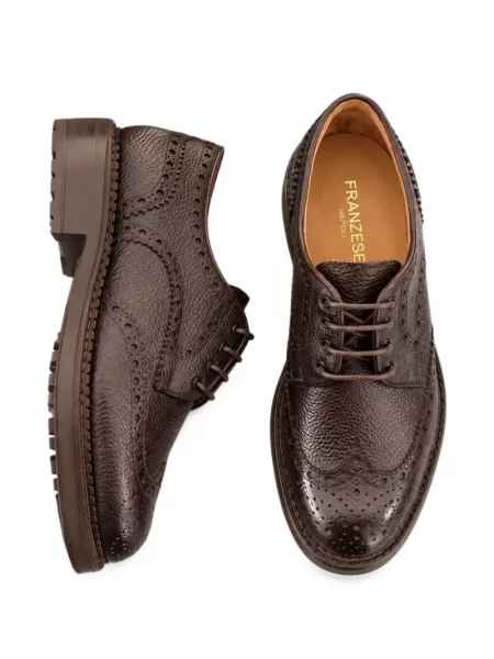 Δερμάτινος brogues Franzese Collection με κορδόνια καφέ